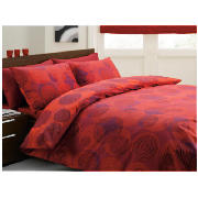 tesco Swirls Print Duvet Set Single, Red