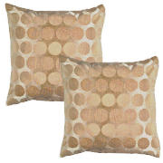 tesco Two Tone Circle Cushion, Almond, Twinpack