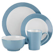 Two Tone Dinner Set 16 piece, Blue