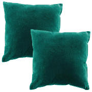 tesco Velvet Cushion, Teal, Twinpack