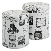 Vintage Baker Kitchen Tin Cannister 2 pack