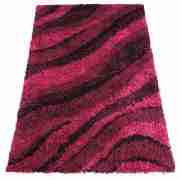 waves shaggy rug 160x230cm raspberry