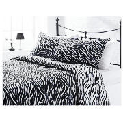 Zebra Print Duvet Set Double, Black