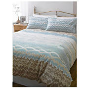 Zig Zag Print Duvet Set Double, Naturals