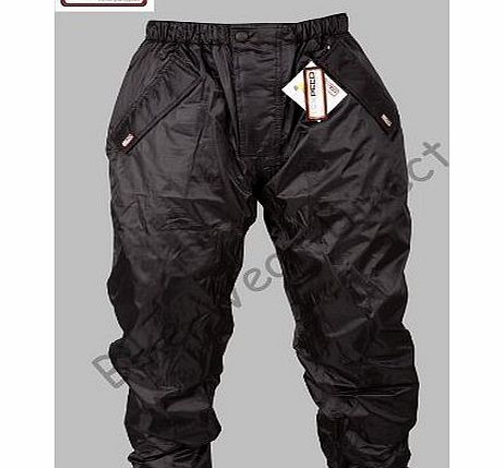 Texpeed New Black Elasticated Waist Waterproof Motorcycle Motorbike Cycle Over Trousers - 2XL