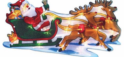 The Benross Christmas Workshop LED Santa on Sleigh Metallic Silhouette Light