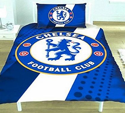 The Blues OFFICIAL LICENSED FOOTBALL TEAM CHELSEA FC CREST STRIPE PANEL SPOT SINGLE DUVET SET QUILT COVER BEDD