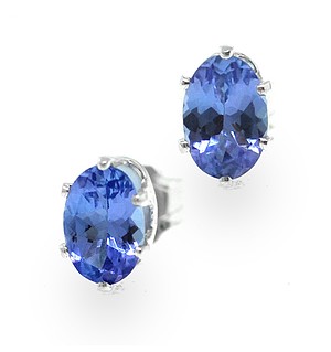 The Diamond Store.co.uk 1 CARAT AA TANZANITE OVAL STERLING SILVER EARRINGS