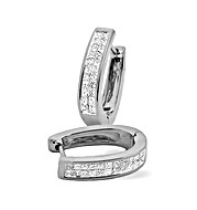 18K White Gold Princess Cut Diamond Hoop Earrings (0.50ct)