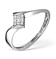 18K White Gold Princess Diamond Twist Ring 0.13CT