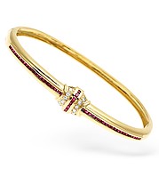 18KY Diamond and Ruby Design Bangle 0.20ct