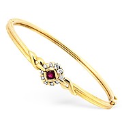 18KY Diamond and Ruby Detail Bangle 0.25CT