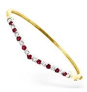 18KY Diamond and Ruby Wishbone Design Bangle 1.15ct R 1.35CT