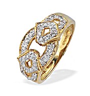 9K Gold Diamond Detail Ring (0.20ct)