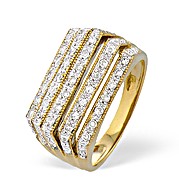 9K Gold Diamond Five Row Box Style Ring