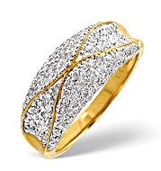 9K Gold Pave Set Diamond Ring