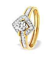 9K Gold Square Style Baguette Ring Mount with Shoulder Detail