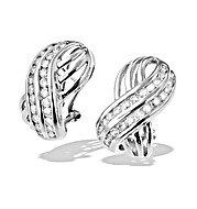 9K White Gold Diamond Channel Set Crossover Earrings