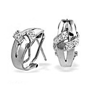 9K White Gold Diamond Crossover Design Earrings