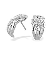 9K White Gold Diamond Crossover Earrings
