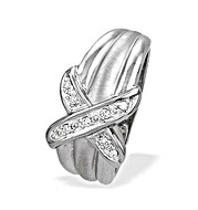 9K White Gold Diamond Crossover Ring (0.07ct)