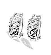 9K White Gold Diamond Weave Crossover Earrings(0.10ct)