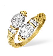 9KY Diamond Pave Detail Crossover Ring 0.52ct