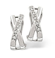 Cross-Over Earrings 0.08CT Diamond 9K White Gold
