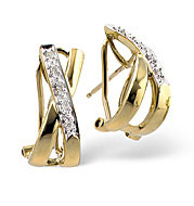 Cross-Over Earrings 0.08CT Diamond 9K Yellow Gold