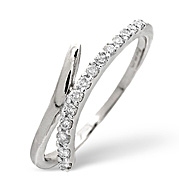 Cross-Over Ring 0.15CT Diamond 9K White Gold