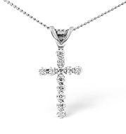 Cross Pendant 0.12CT Diamond 9K White Gold