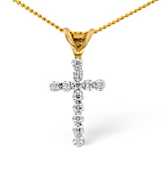 Cross Pendant 0.12CT Diamond 9K Yellow Gold