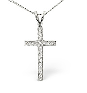 Cross Pendant 0.14CT Diamond 9K White Gold