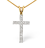 Cross Pendant 0.14CT Diamond 9K Yellow Gold