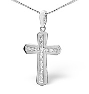 Cross Pendant 0.15CT Diamond 9K White Gold