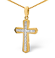 Cross Pendant 0.15CT Diamond 9K Yellow Gold