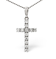 Cross Pendant 0.22CT Diamond 9K White Gold