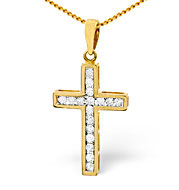 Cross Pendant 0.25CT Diamond 9K Yellow Gold