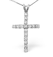 Cross Pendant 0.50CT Diamond 9K White Gold