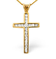 Cross Pendant 0.50CT Diamond 9K Yellow Gold