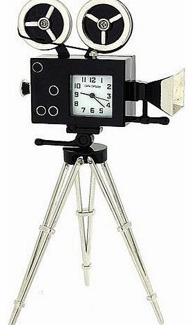 The Emporium Miniature Clocks Miniature Black Movie Camera On Tripod Novelty Desktop Collectors Clock 9868