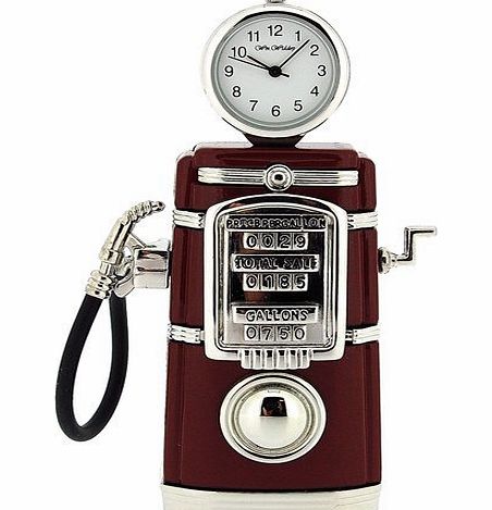 The Emporium Miniature Clocks Miniature Vintage Petrol Pump Ornament Novelty Collectors Clock 9601