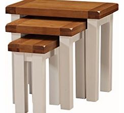 The One Alba Oak Nest of Tables Set of 3 Finish : Oak / White Luxurious Stone Painted Finish - Living Room Furniture