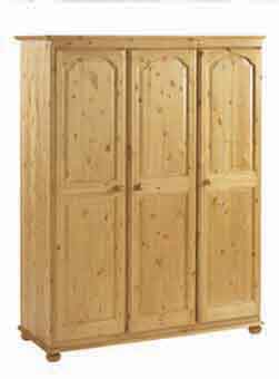 3 DOOR ALL HANGING PINE WARDROBE WITH INTERNAL