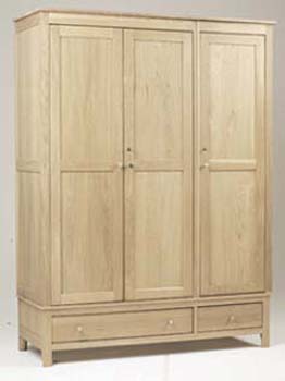 The Pine Factory LARGE 3 DOOR NIMBUS OAK WARDROBE WITH DRAWERS