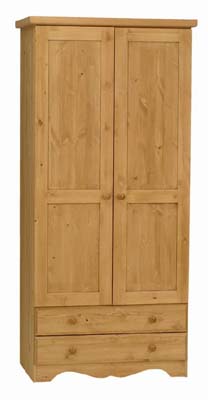 The Pine Factory MENDIP 2 DOOR PINE WARDROBE WITH 2 DRAWERS