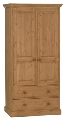 The Pine Factory SANDRINGHAM 2DOOR / 2 DRAWER PINE WARDROBE