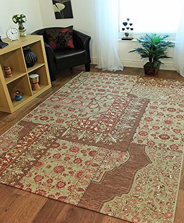 The Rug House Bella Elegant Pink, Gold amp; Beige Thin Vintage Style Floral Rugs