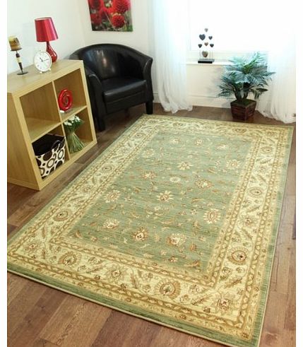 The Rug House Green Traditional Flowery Living Room Rug 7709-Moss Westbury - 110 cm x 160 cm (37`` x 53``)