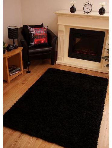 The Rug House LUXURY SUPER SOFT BLACK SHAGGY RUG 7 SIZES AVAILABLE 60cmx110cm (2ft x 3ft7``)